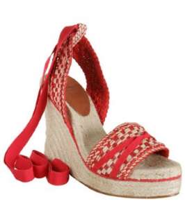 Kate Spade red basketwoven leather Petunia espadrilles   up 