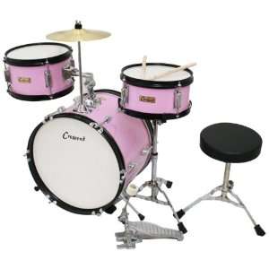 Crescent Pink 16 Inch Beginner Junior Drum Set with Bass, Snare, Tom 