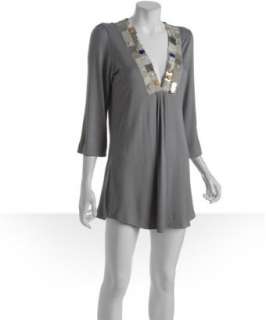 Bags grey jersey silver beaded tunic dress  