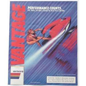  1987 Vantage Cigarette Jet Ski Performance Print Ad (3569 