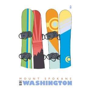  Mount Spokane, Washington, Snowboards in the Snow Giclee 