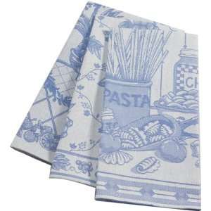    Set of 3 Blue Tuscan Themed Damask Kitchen Towels