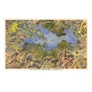  Map of Lake Arrowhead, California Giclee Poster Print 