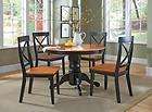   Pc. Pedestal Dining Table & Chair Set   Black & Cottage Oak Finish