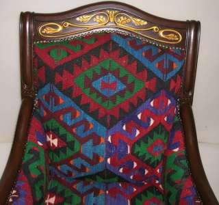 Handmade Turkısh Wool Handmade Oushak Kilim Upholstered ARMCHAIR 