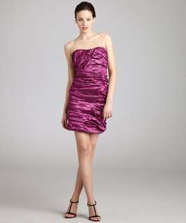 Nicole Miller metallic magenta strapless taffeta dress