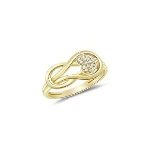   09 Cts Diamond Heart Love Knot Ring in 14K Yellow Gold 6.0 Jewelry