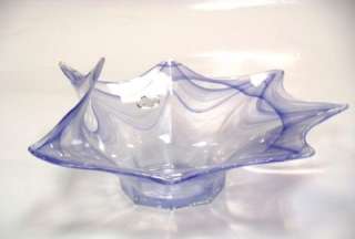 BLUE MURANO Studio ART GLASS BOWL,Italy,Italian,glassware NEW CENTER 