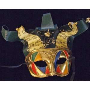   Jester Mardi Gras Multi Colors Mask Venetian Ribbon Masquerade Costume