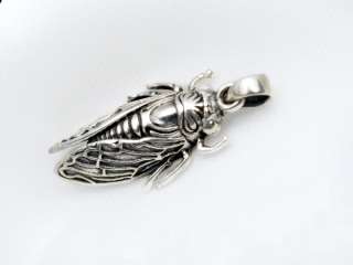 New 92.5 Sterling Silver Insect Cicada Locus Necklace Pendant Charm 