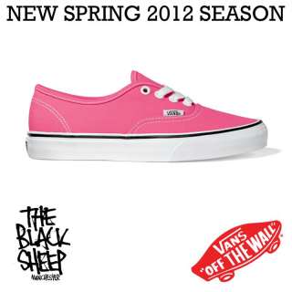VANS AUTHENTIC NEON PINK/TRUE WHITE (F UNISEX) SHOES NEW 2012 SPRING 