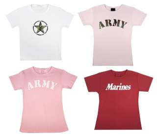 Womens Military Cotton Printed Tee Short Sleeve T Shirt  