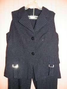 Ladies Sz 8 Spago Collection Pinstripe Vest & Pants Set  