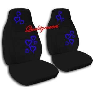 black front seat covers with blue hearts. 2002 Mini Cooper, please 