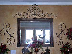 Old World Tuscany HUGE Metal Scroll Wall Plaque Sconce  