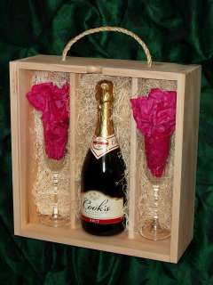 Champagne Triple Wine Gift Box Clear Front Glass Slot  