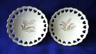 Fine Bohemian China Footed Cut Out HEART FRUIT BOWLS  