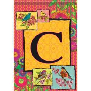  Colorful Monogram C Bird Floral Double Sided Garden Flag 