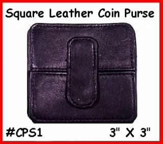 BLACK SQUARE Leather COIN PURSE Pocket Wallet FREE SHIP  