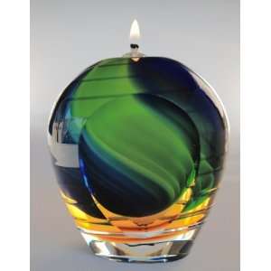  Glass Oil Candle, Mouth Blown Murano Glass Style Oil Lamp 