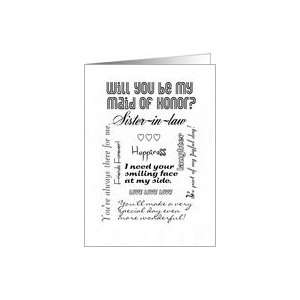  Will You Be My Maid of Honor Sister in law Words Card 