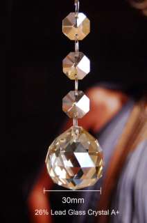 CHAMPAGNE LEAD CRYSTAL BALL CHANDELIER PRISMS 30mm  