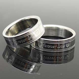 2PCS Stainless Steel Wedding Promise Ring Forever Love  