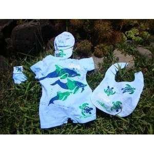 Hawaiian Baby Outfit Blue Turtle Tee Romper Set 18 mos.  