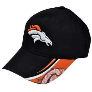  NFL 3D Logo Denver Broncos Velcro Hat Cap Black White 