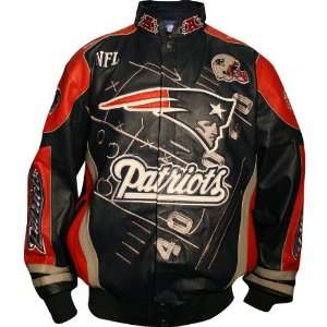  NFL New England Patriots Leather Scoreboard Jacket Large 
