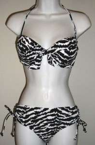 VICTORIAS SECRET ZOE PUSH UP ZEBRA HIPSTER BIKINI 36C/M  