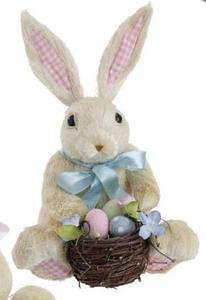 RAZ Imports 11 Vintage Easter Sisal Bunny Rabbit with Egg Basket 