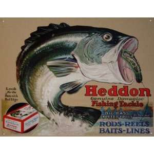  (13x16) Heddon Fishing Tackle Retro Vintage Tin Sign 