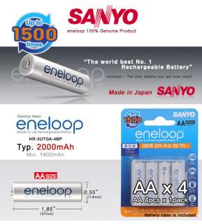SANYO eneloop 4 x AA Ni MH Rechargeable Battery w/ Case  