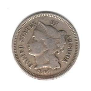   Civil War Era Nickel 1866 U.S. Three Cent Piece Coin 