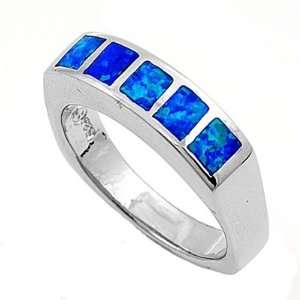  Sterling Silver Ring with Blue Lab Opal   6 x 4 mm (Sizes 