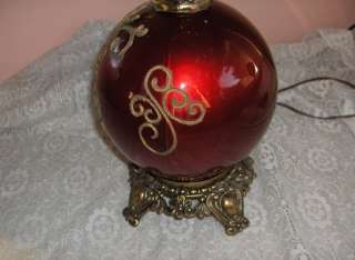   Table Lamp Cherubs Grapevine Candy Apple Red Glass Base Austrian Cryst