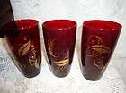 Vintage Ruby Red 6 Pitcher with 6 Ruby Red Juice Glasses 3.5  