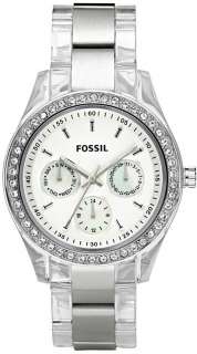 FOSSIL STELLA CRYSTAL WHITE DIAL CHRONO WOMENS WATCH ES2821*  
