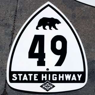 California bear route 49 highway road sign porcelain  