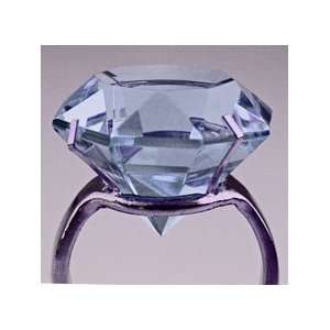  Giant Light Blue Glass Diamond Ring Silver Band Set 12 