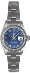 Rolex Ladies Date Stainless Steel Watch 79190 Blue Dial  