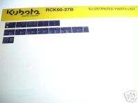Kubota RCK60 27B Rotary Mower Parts Catalog Microfiche  