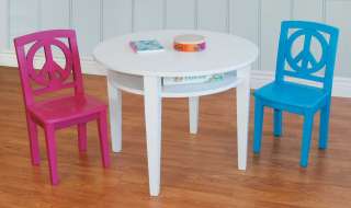 you are bidding on a round white table with under table storage and 2 