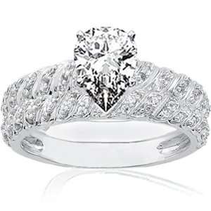   Pear Shaped Diamond Wedding Rings Set Pave EGL Fascinating Diamonds