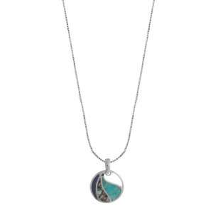   Sterling Silver, Turquoise, Abalone & Black Mother of Pearl Necklace