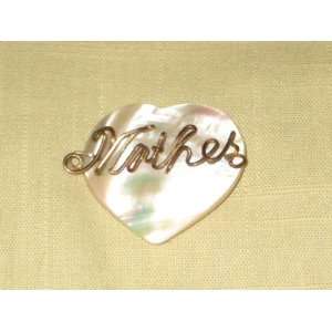   Pearl  Heart Shaped  MOTHER  1 1/2 Inch Brooch Pin 