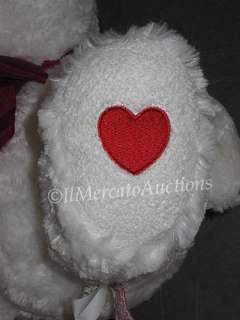 RUSS LOVEY 20879 Plush White TEDDY BEAR 15 Stuffed Toy Red Heart 