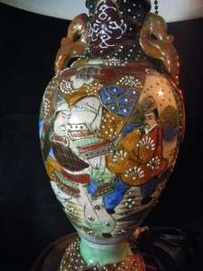 Lovely Vintage Japan Japanese Moriage Satsuma Vase Lamp  