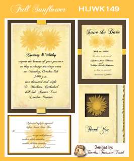 Delux Fall Sunflower Wedding Invitation Kit on CD  